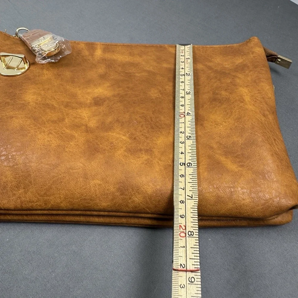 NGil Cognac Brown  Clutch, Shoulder Strap‎ Or Wristlet Strap NEW